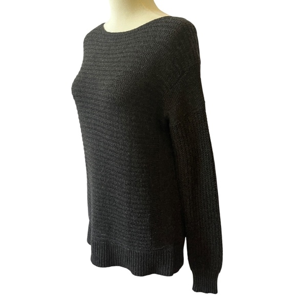 THEORY SWEATER S 100% CASHMERE SCOOP NECK RIBBED CLASSIC COZY CHIC PREPPY GRAY - Picture 4 of 12